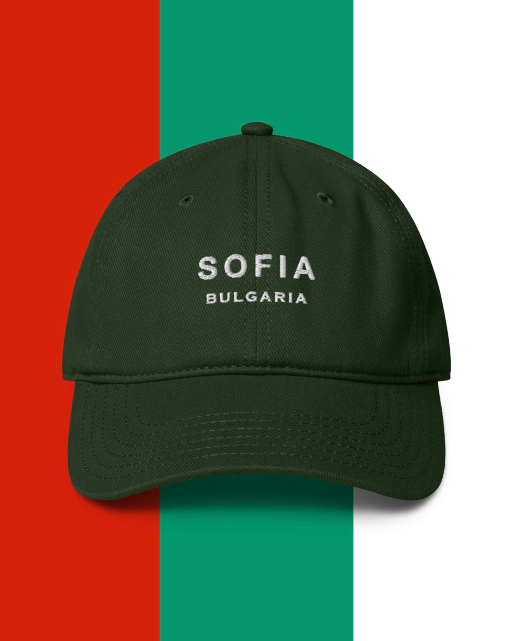 Sofia Bulgaria embroidered low-profile cotton twill cap, front view