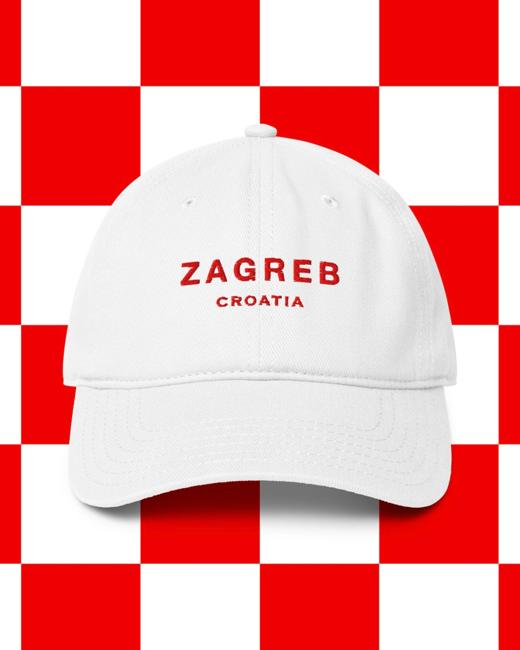Zagreb Croatia embroidered low-profile cotton twill cap, front view