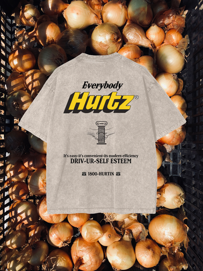 EVERYBODY HURTZ (APRICOT) Oversize Snow Washed T-Shirt