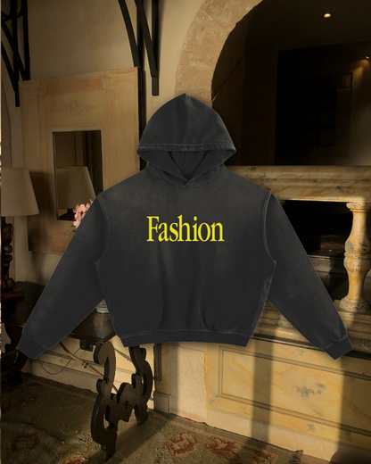 FASHION TOURIST (Black) Sunfade Boxy Hoodie