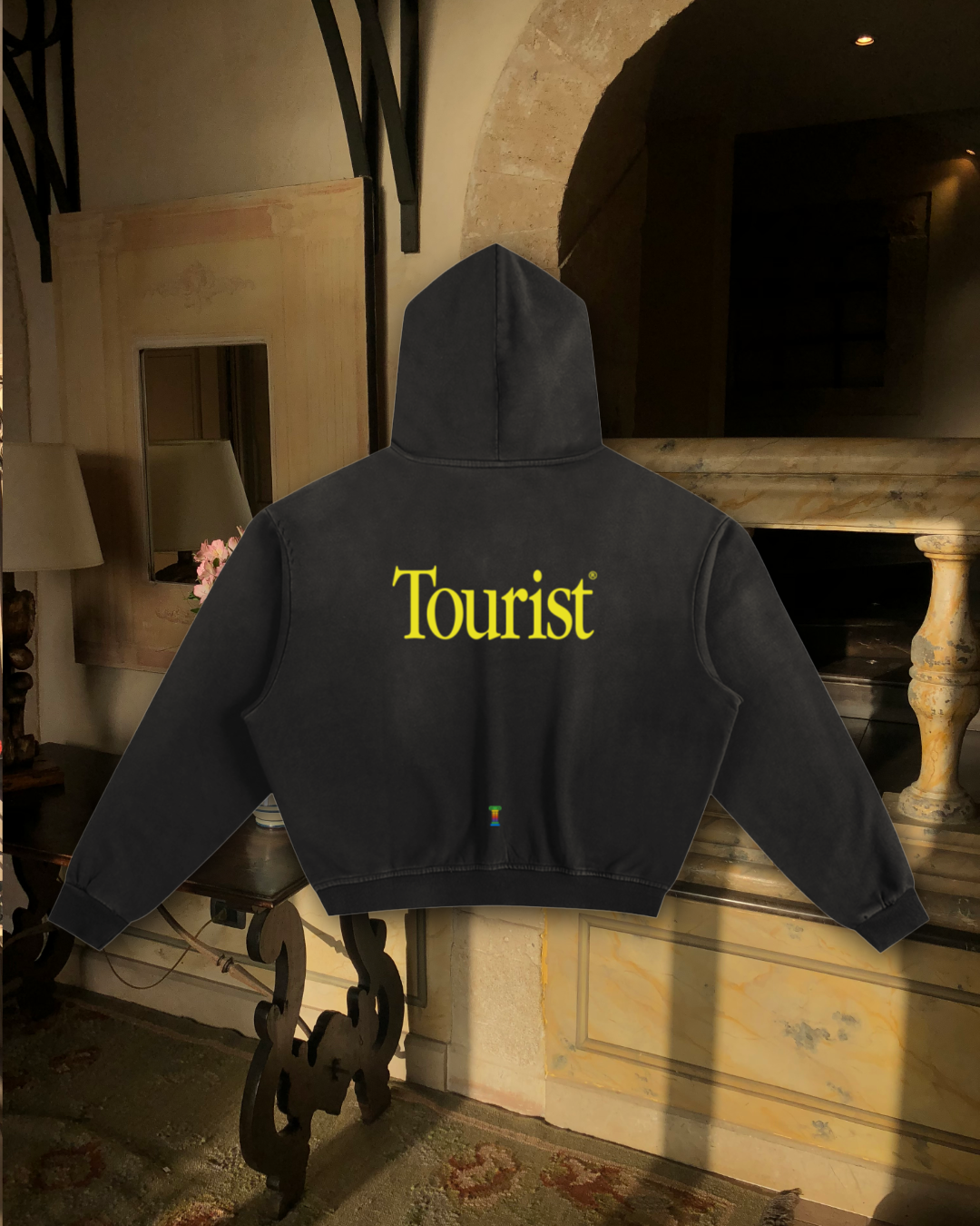 FASHION TOURIST (Black) Sunfade Boxy Hoodie