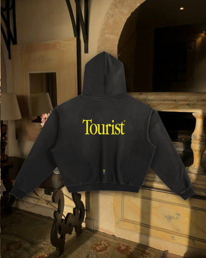 FASHION TOURIST (Black) Sunfade Boxy Hoodie