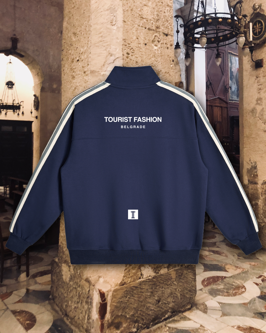 YSL YUGOSLAVIA TOURIST Contrast Side-Stripe Stand Collar  Jacket