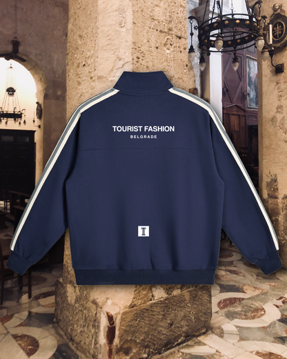 YSL YUGOSLAVIA TOURIST Contrast Side-Stripe Stand Collar  Jacket