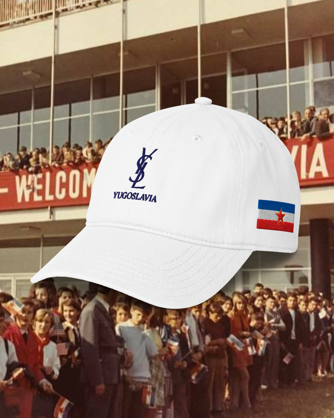 YSL YUGOSLAVIA TOURIST White Low-profile baseball cap