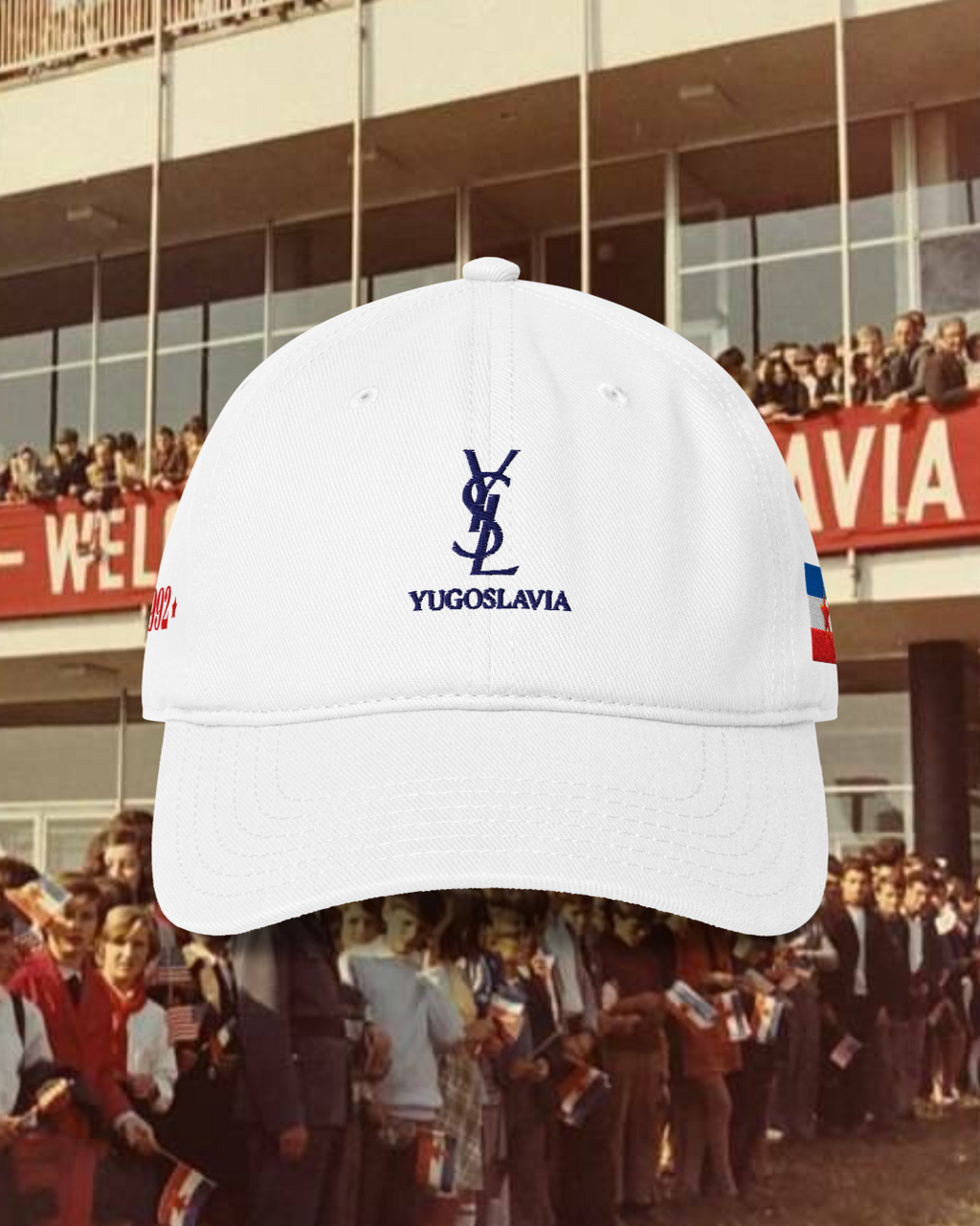 YSL YUGOSLAVIA TOURIST White Low-Profile Baseball Cap