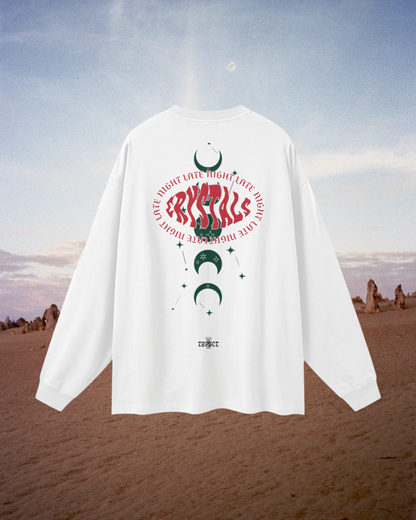 LATE NIGHT CRYSTALS Streetwear Oversized Long Sleeve Tee