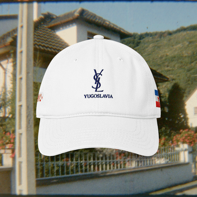 YSL YUGOSLAVIA TOURIST White Low-Profile Baseball Cap